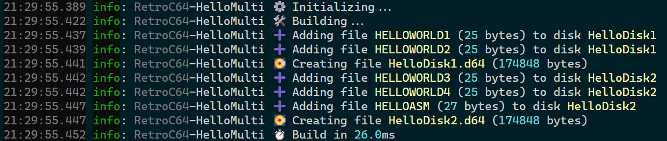 Output building the multi-disk example